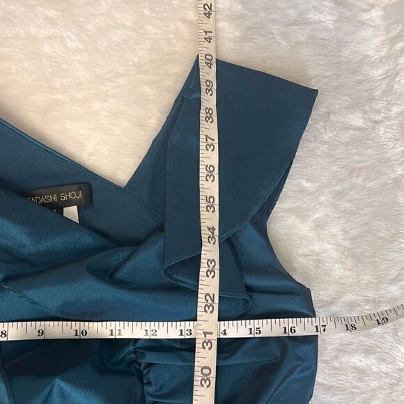 Tadashi Shoji Eclipse Stretch Taffeta Ruched Side Draped Ruffle Dress size 4 - Picture 9 of 10